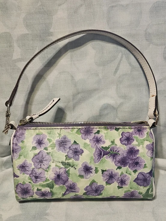 Dooney and Bourke Purple Petunia Mini Barrel Bag, Large Slim Wristlet, Coin Case - Picture 3 of 12